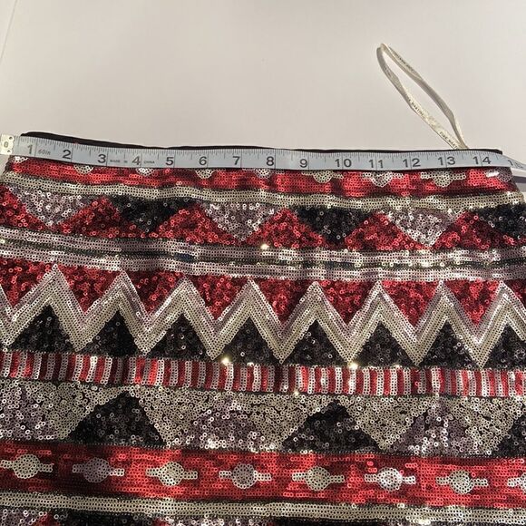 Pink Martini Women, Sequined Multicolor Geometric Skirt Size M - Picture 9 of 10